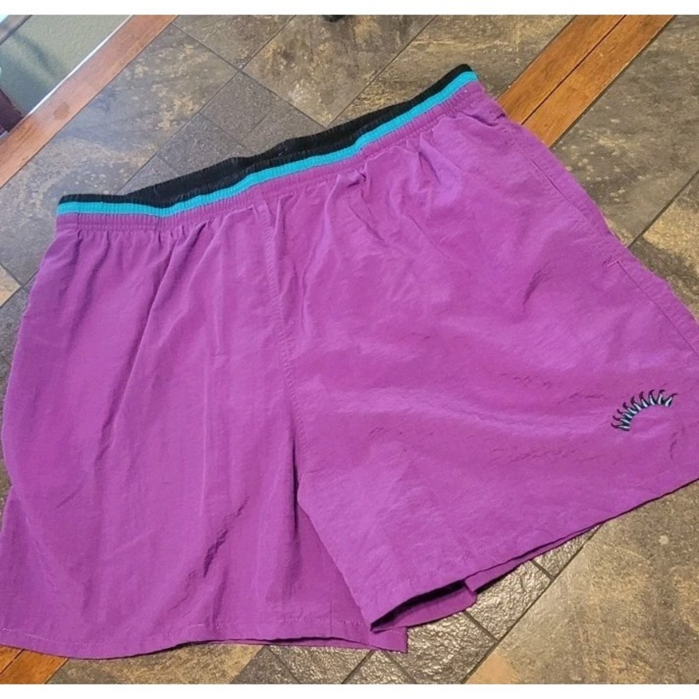 Vtg Y2K Cheetah Brand‎ Women's Purple With Turquoise Shorts SZ L